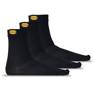 Vibram Crew Wool 3 Pack Black Mens 5toe-socks | India-498065